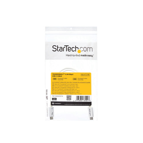 StarTech.com TBLT34MM50CW - 0.5m Thunderbolt 3 Cable 40Gbps - White