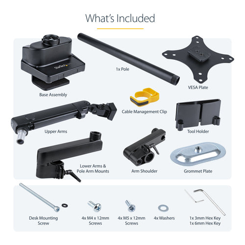 STARTECH.COM DESK MOUNT MONITOR ARM W/ USB - POLE MOUNT FULL MOTION - 8KG 2 YR