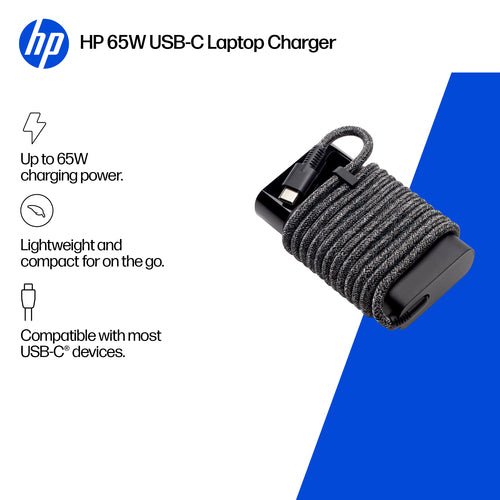 HP Power Adapter AC 65W USB-C Output - C6 3-Pin AC Input - Slim Travel