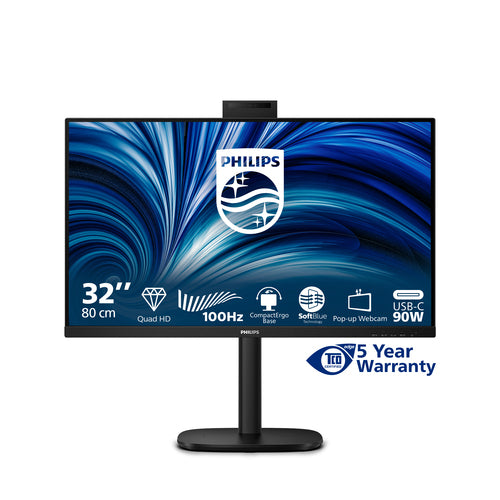 32B2U3601H/75 - PHILIPS 32B2U3601H/75 32" 16:9 QHD IPS LED 100HZ,4MS,USB-C DOCK,HDMI,DP/OUT,CAM,H/ADJ,4YR