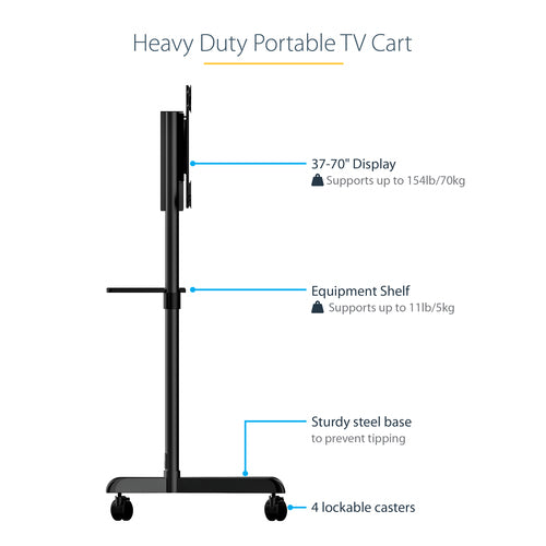 StarTech.com MBLTVSTNDEC - Mobile TV Cart/Stand 37-70in VESA Mount