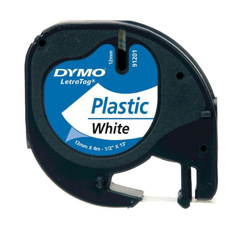91331 - DYMO 91331 - Genuine Pearl White Plast Tape LetraTag Plastic Tape. 12mm x 4m. Tear-resist & easy-to-use