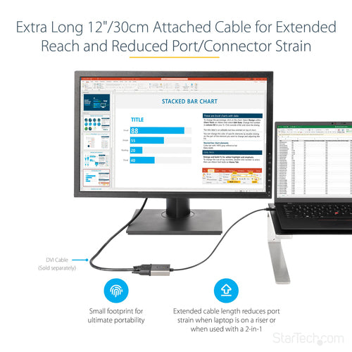StarTech.com CDP2DVIEC - USB C to DVI Adapter - 12in Cable
