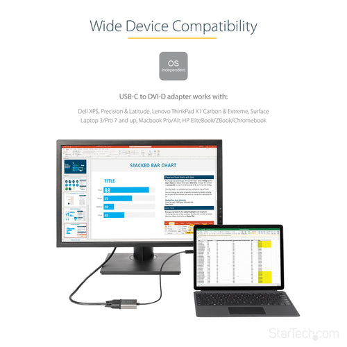 StarTech.com CDP2DVIEC - USB C to DVI Adapter - 12in Cable