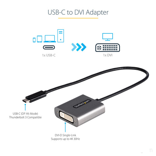 StarTech.com CDP2DVIEC - USB C to DVI Adapter - 12in Cable