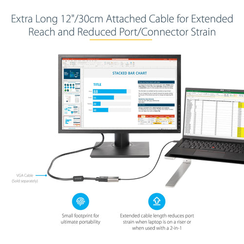 StarTech.com CDP2VGAEC - USB C to VGA Adapter 1080p - 12in Cable