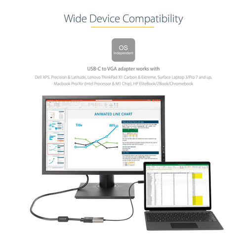 StarTech.com CDP2VGAEC - USB C to VGA Adapter 1080p - 12in Cable