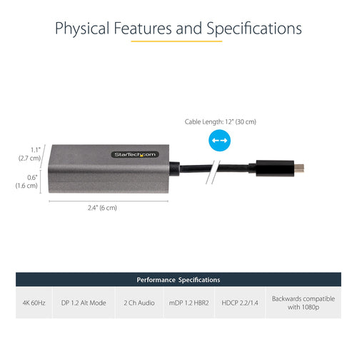 StarTech.com CDP2MDPEC - USB C TO MINI DISPLAYPORT ADAPTER 4K60HZ