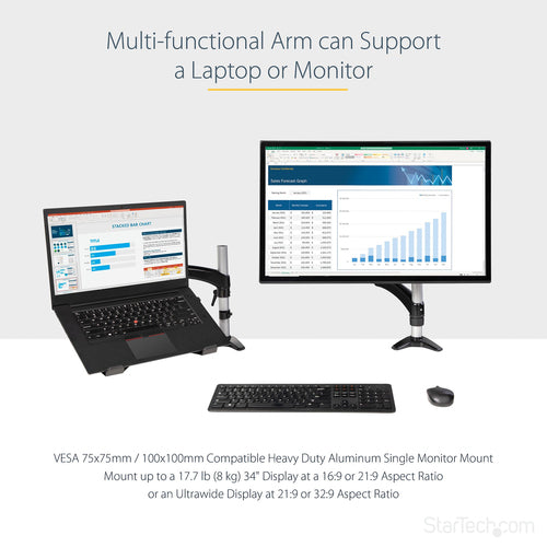 StarTech.com ARMUNONB1 - Desk Mount Laptop Arm or Monitor Mount