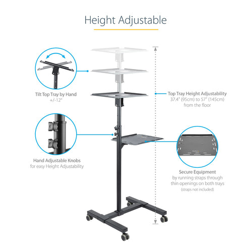 STARTECH.COM MOBILE PROJECTOR AND LAPTOP STAND/CART W/LOCKABLE WHEELS, 5 YR