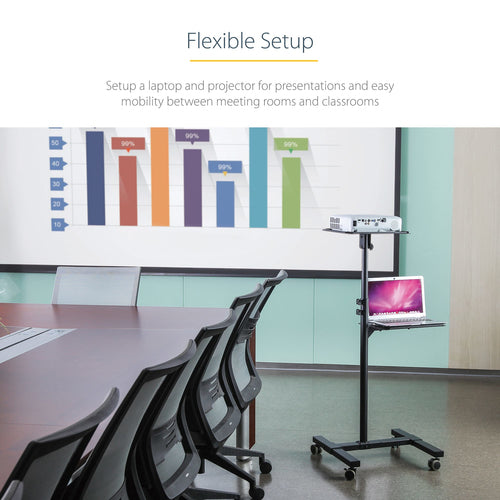 STARTECH.COM MOBILE PROJECTOR AND LAPTOP STAND/CART W/LOCKABLE WHEELS, 5 YR