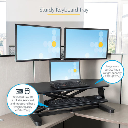 StarTech.com ARMSTSCORNR - Corner Sit Stand Desk Converter 35x21in