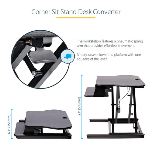 StarTech.com ARMSTSCORNR - Corner Sit Stand Desk Converter 35x21in