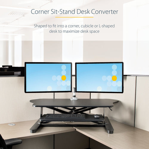 StarTech.com ARMSTSCORNR - Corner Sit Stand Desk Converter 35x21in