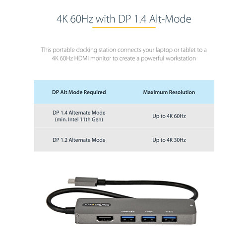 StarTech.com DKT30CHPD3 - USB C Multiport Adapter 4K 60Hz HDMI/PD