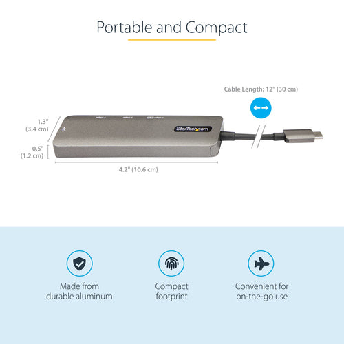 StarTech.com DKT30CHPD3 - USB C Multiport Adapter 4K 60Hz HDMI/PD