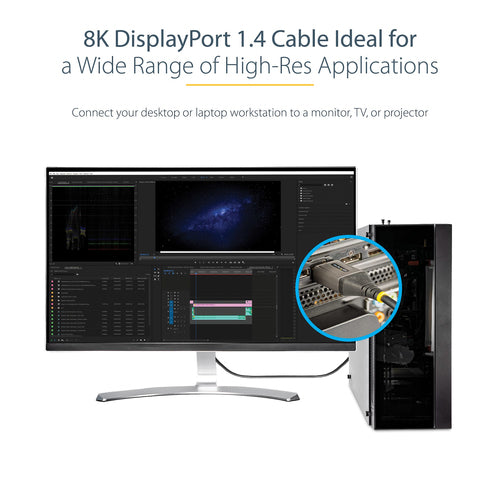StarTech.com DP14VMM1M - 3ft Certified DisplayPort 1.4 Cable 8K
