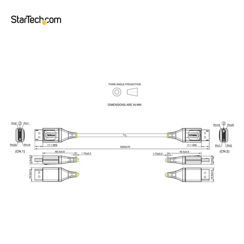 StarTech.com DP14VMM3M - 10ft Certified DisplayPort 1.4 Cable 8K