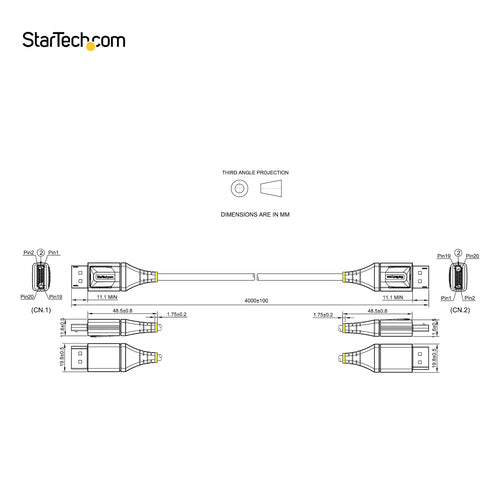 StarTech.com DP14VMM4M - 13ft Certified DisplayPort 1.4 Cable 8K
