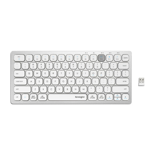 K75504US - KENSINGTON MULTI-DEVICE DUAL WIRELESS COMPACT/TRAVEL KEYBOARD, WIN/IOS/MAC, WHITE, 3Y