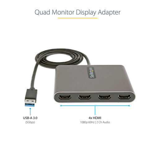 StarTech.com USB32HD4 - USB 3.0 to 4 HDMI Adapter - Quad Monitor