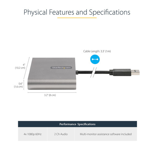 StarTech.com USB32HD4 - USB 3.0 to 4 HDMI Adapter - Quad Monitor