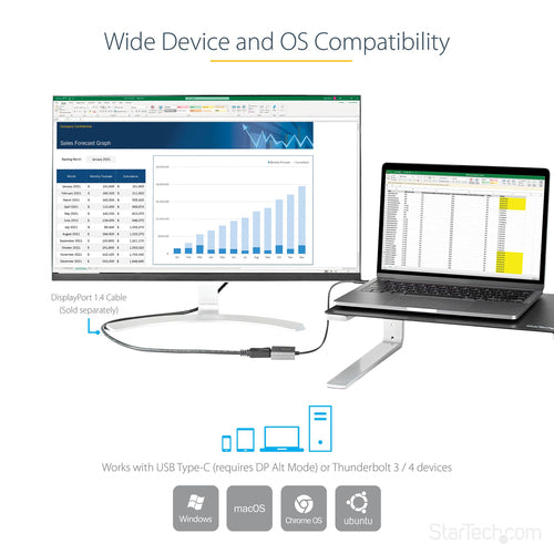 StarTech.com CDP2DPEC - USB C to DisplayPort Adapter 8K/4K 60Hz