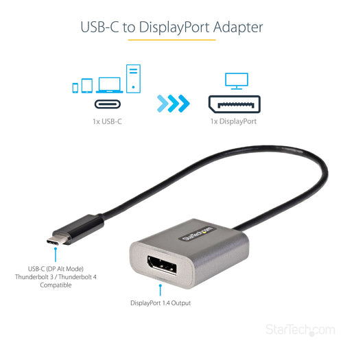 StarTech.com CDP2DPEC - USB C to DisplayPort Adapter 8K/4K 60Hz