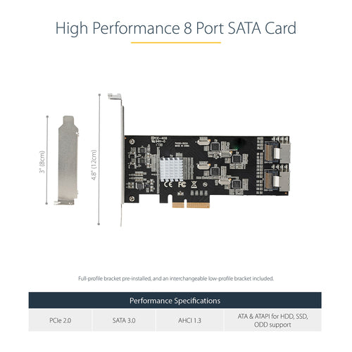 STARTECH.COM 8 PORT SATA PCIE CARD, PCI EXPRESS SATA 6GBPS, 2 YR