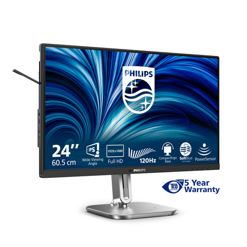 24B2N4200/75 - PHILIPS 24B2N4200/75 23.8" 16:9 1080P FHD IPS LED 120HZ,4MS,VGA,HDMI,DP,H/ADJ,SPKR,4YR
