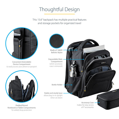 NTBKBAG156 - STARTECH.COM 15.6" LAPTOP BACKPACK WITH REMOVABLE IT TECH ACCESSORY CASE LTW