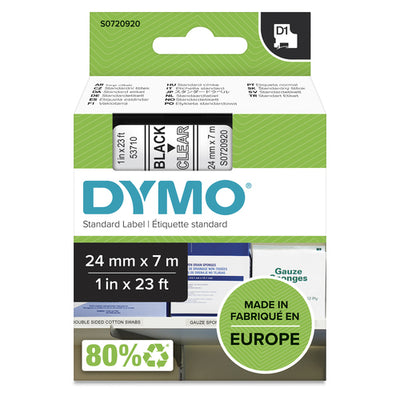 S0720920 - Dymo Blk on Clr 24mmx7m Tape