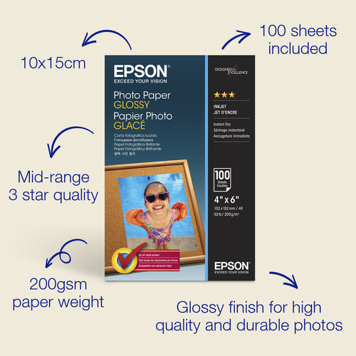 EPSON C13S042548 - PHOTO PAPER GLOSSY 10X15CM 100 SHEET IN