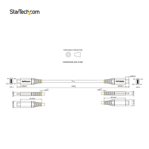 StarTech.com USB31CCV1M - 3ft USB C Cable 10Gbps USB-IF Certified