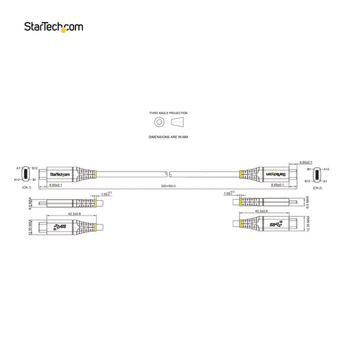 StarTech.com USB31CCV50CM - 20in 50cm USB C Cable 10Gbps 100W/5A PD