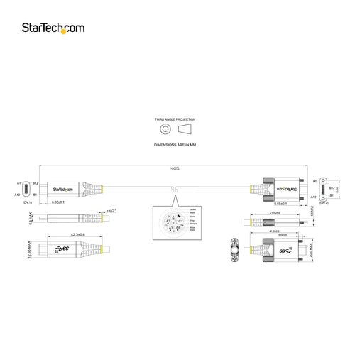 StarTech.com USB31CCSLKV1M - 1m Side Screw Locking USB C Cable 10Gbps