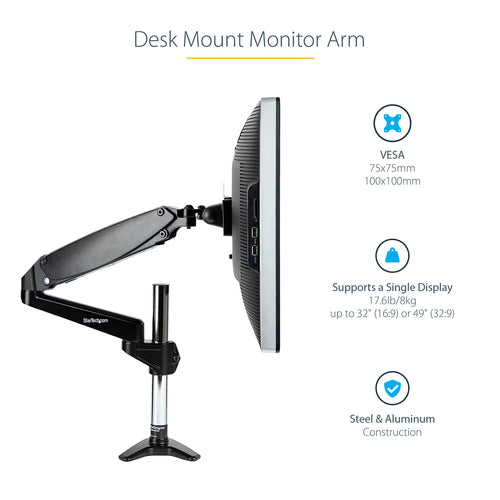 STARTECH.COM DESK MOUNT MONITOR ARM FOR SINGLE VESA DISPLAY UP TO 32", 5 YR
