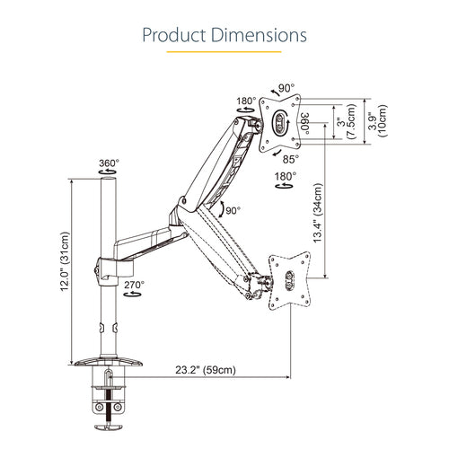 STARTECH.COM DESK MOUNT MONITOR ARM FOR SINGLE VESA DISPLAY UP TO 32", 5 YR