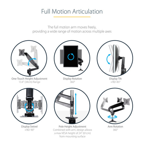 STARTECH.COM DESK MOUNT MONITOR ARM FOR SINGLE VESA DISPLAY UP TO 32", 5 YR