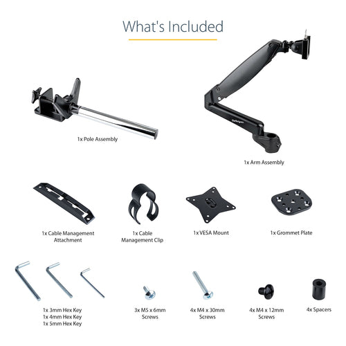 STARTECH.COM DESK MOUNT MONITOR ARM FOR SINGLE VESA DISPLAY UP TO 32", 5 YR