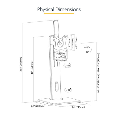 StarTech.com FPPNEUSTND - Free Standing Single Monitor Mount/Stand