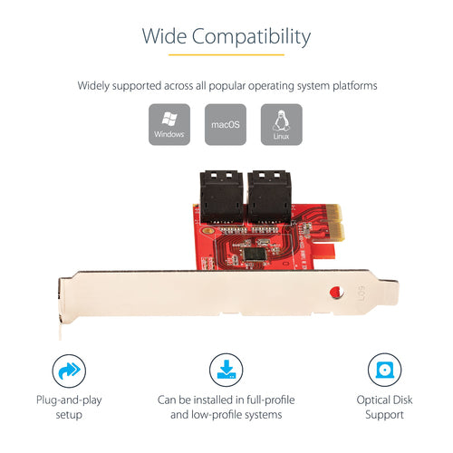 StarTech.com 4P6G-PCIE-SATA-CARD - SATA PCIe Card 4 Ports 6Gbps Non-RAID