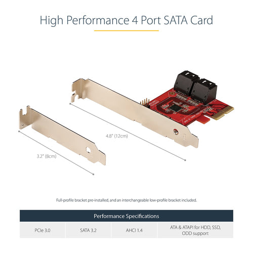 StarTech.com 4P6G-PCIE-SATA-CARD - SATA PCIe Card 4 Ports 6Gbps Non-RAID