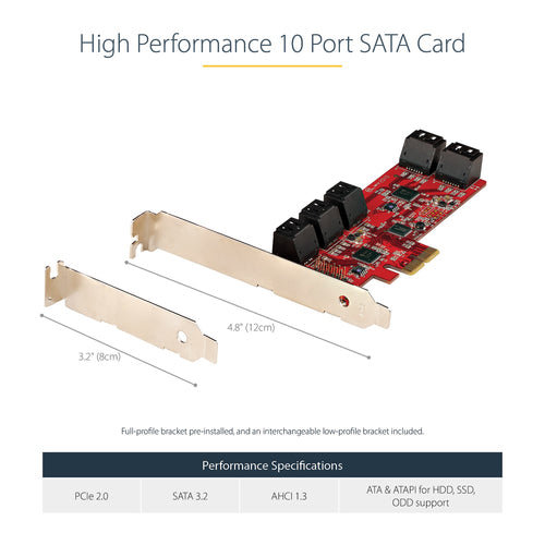 STARTECH.COM SATA PCIE CARD - 10 PORT 6GBPS PCIE SATA EXPANSION, 2 YR