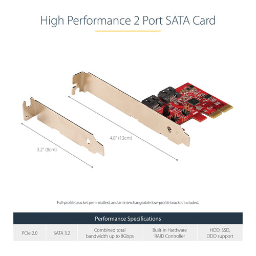 STARTECH.COM SATA PCIE CARD, 2 PORTS, SATA RAID, 6GBPS, PCI EXPRESS SATA, LTW