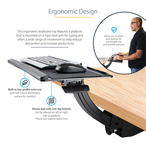 StarTech.com KBTRAYADJ2 - Under Desk Keyboard Tray - Adjustable