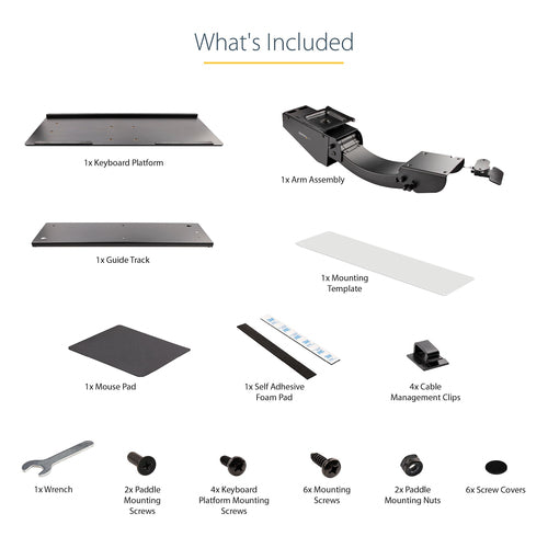 StarTech.com KBTRAYADJ2 - Under Desk Keyboard Tray - Adjustable