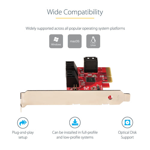 STARTECH.COM SATA PCIE CARD - 6 PORT 6GBPS PCIE SATA EXPANSION, 2 YR
