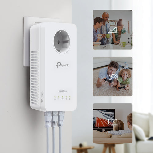 TL-WPA8631P KIT - TP-Link TL-WPA8631P KIT AV1300 Wi-Fi Passthrough Range Extender Powerline