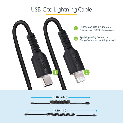 StarTech.com RUSB2CLT1MBC - USB C to Lightning Cable - 1m (3.3ft) C
